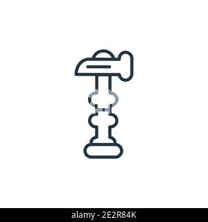 Inclined hammer outline vector icon. Thin line black inclined hammer icon, flat vector simple element illustration from editable construction concept Stock Vector