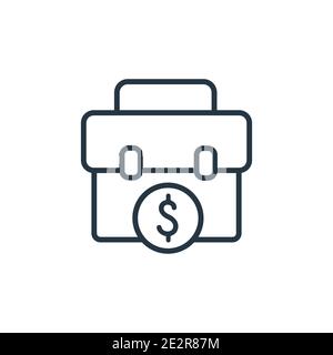 Dollars suitcase for business outline vector icon. Thin line black dollars suitcase for business icon, flat vector simple element illustration from ed Stock Vector