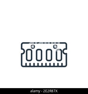 Random access memory chip outline vector icon. Thin line black random access memory chip icon, flat vector simple element illustration from editable c Stock Vector