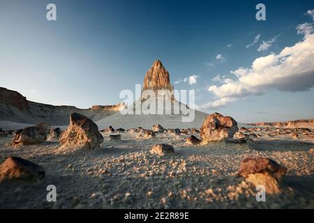 Ustyurt Plateau. The bottom of a dry ocean Tethys. Mangistau, Kazakhstan. Stock Photo