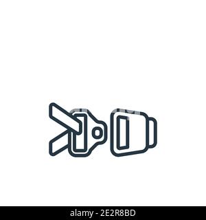 Car seat belt or safety belt outline vector icon. Thin line black car seat belt or safety belt icon, flat vector simple element illustration from edit Stock Vector