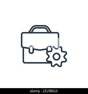 Briefcase settings outline vector icon. Thin line black briefcase settings icon, flat vector simple element illustration from editable business concep Stock Vector