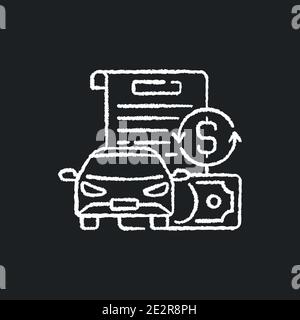 Vehicle title loan chalk white icon on black background Stock Vector