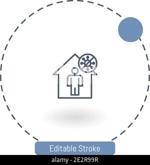 stay at home vector icon editable stroke outline icons for web and mobile Stock Vector