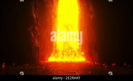 Hell gates. hell fire. Devil portal. Sinner. Religious concept. 3d rendering. Stock Photo