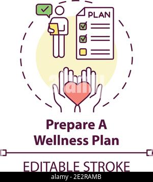 Wellness plan preparation concept icon Stock Vector