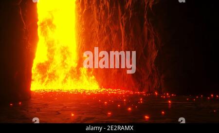 Hell gates. hell fire. Devil portal. Sinner. Religious concept. 3d rendering. Stock Photo