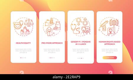 Health programs principles onboarding mobile app page screen with concepts Stock Vector