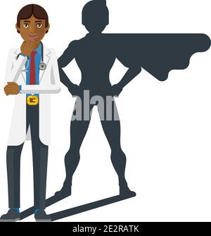 Young Medical Doctor Super Hero Cartoon Mascot Stock Vector