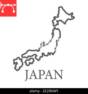 Japan map thin line. Simple illustration of Japan map vector isolated ...