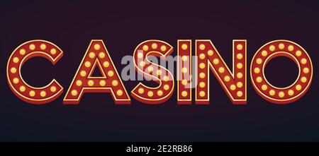 CASINO alphabet sign marquee light bulb vintage carnival or circus style ,Vector illustration Stock Vector