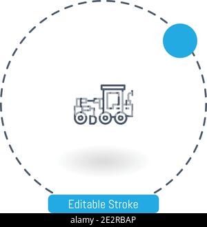 bulldozer vector icon editable stroke outline icons for web and mobile Stock Vector