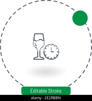 wine vector icon editable stroke outline icons for web and mobile Stock Vector