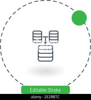 merge vector icon editable stroke outline icons for web and mobile Stock Vector