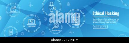 Certified Ethical Hacker - CEH - icon set, web header banner Stock Vector