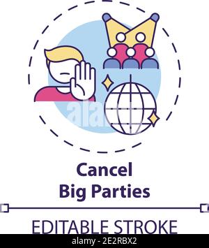 Big parties cancellation concept icon Stock Vector