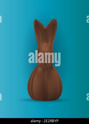 Chocolate easter bunny realistic 3d design element icon. Vector Illustration Stock Vector