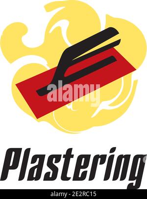 Vector logo of finishing company on plaster and painting Stock Vector