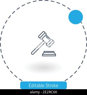 gavel vector icon editable stroke outline icons for web and mobile Stock Vector