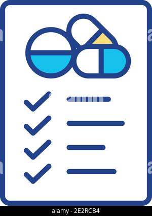 List of medicaments RGB color icon Stock Vector