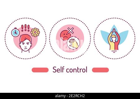 Self control outline concept. line color icons. Pictograms for web page, mobile app, promo Stock Vector