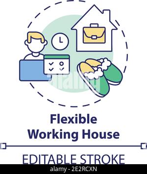 Flexible working house concept icon Stock Vector