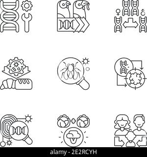 Genetics linear icons set Stock Vector