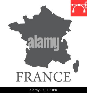 France - solid black outline border map of country area. Simple flat ...