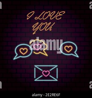 Bright vector illustration of message, sms, chat, letter with heart. I love you Stock Vector