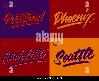 City vintage grange inscription. Portland, Phoenix Charlotte Seattle Stock Vector