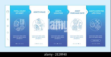 Investment inventory elements onboarding vector template Stock Vector