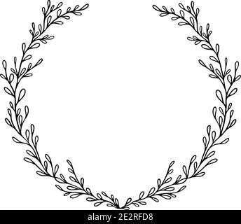 Hand drawn vector floral wreath. Ink drawing. Graphic style beautiful wedding design frame element. Vector illustration Stock Vector