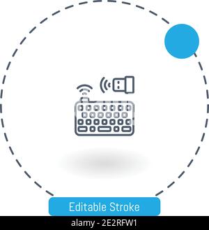 wireless keyboard vector icon editable stroke outline icons for web and mobile Stock Vector