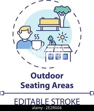 Outdoor seating areas concept icon Stock Vector
