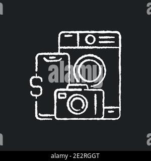 Pawn item chalk white icon on black background Stock Vector