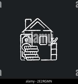 Down payment chalk white icon on black background Stock Vector