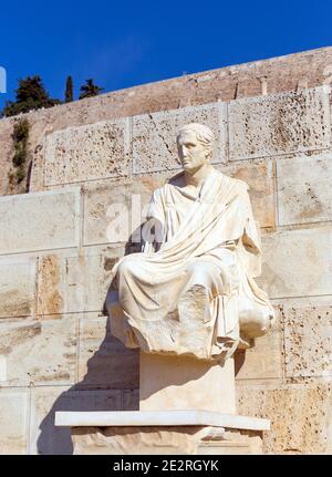 Statue of Menander, Theatre of Dionysus, Athens, Greece. Stock Photo