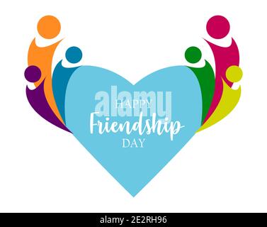 Happy Friendship Day cute poster. Hand written brush lettering, vintage retro style. Modern calligraphy design element for gift card template, banner Stock Vector
