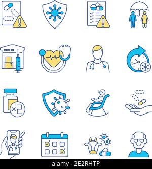 Health program RGB color icons set Stock Vector