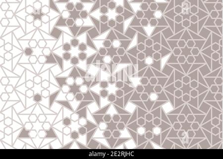 Islamic arabic vector background. Geometric arabian halftone texture with mosaic disintegration Stock Vector