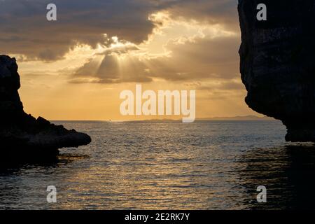 Amazing sunset over the Andaman sea off the West Coast of Thailand Stock Photo