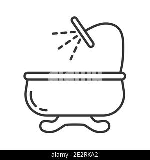 Shower icon vector. Bath room sign in outline style. Water drops from mix, blender. Stock Vector