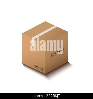 corton box, postal packing, box on white background, vector illustration Stock Vector