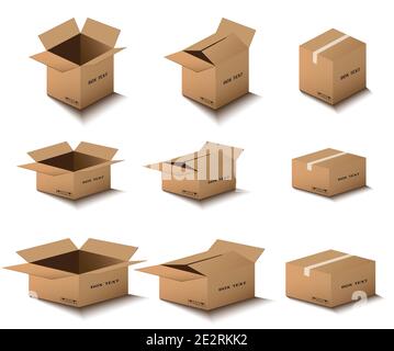 corton box, postal packing, box on white background, vector illustration Stock Vector