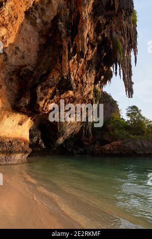 The Sheer Limestone cliffs on Phra Nang Beach, Krabi, Thailand