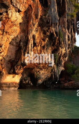 The Sheer Limestone cliffs on Phra Nang Beach, Krabi, Thailand