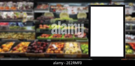 blank advertising billboard on supermarket screen MOCKUP for advertising Digital Marketing Stock Photo