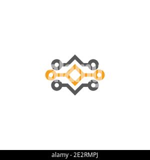 electronic circuit line wire connection symbol logo vector Stock Vector