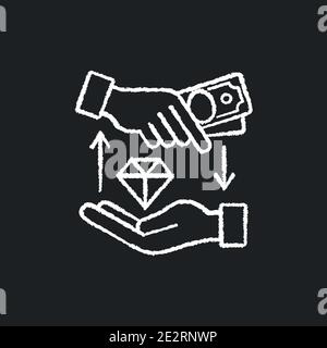 Money loan chalk white icon on black background Stock Vector