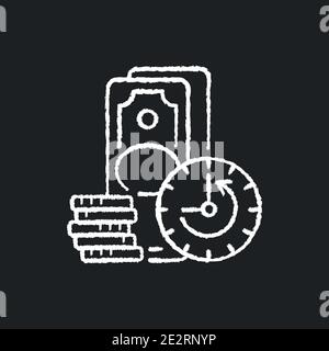 Extension chalk white icon on black background Stock Vector